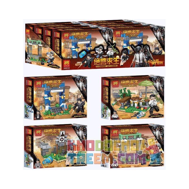 LELE 36032 36032-1 36032-2 36032-3 36032-4 Xếp hình kiểu Lego PUBG BATTLEGROUNDS PUBG Mobile Miniature Scene 4 Cảnh Nhỏ Trong Trò Chơi Sinh Tồn gồm 4 hộp nhỏ 434 khối