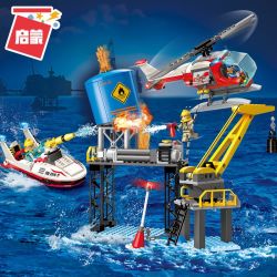 Enlighten 2806 Qman 2806 non  CUỘC CHỮA CHÁY KHOANG CHỨA DẦU TRÊN BIỂN bộ đồ chơi xếp lắp ráp ghép mô hình Fire Rescure FIRERESCUE Cứu Hỏa 321 khối
