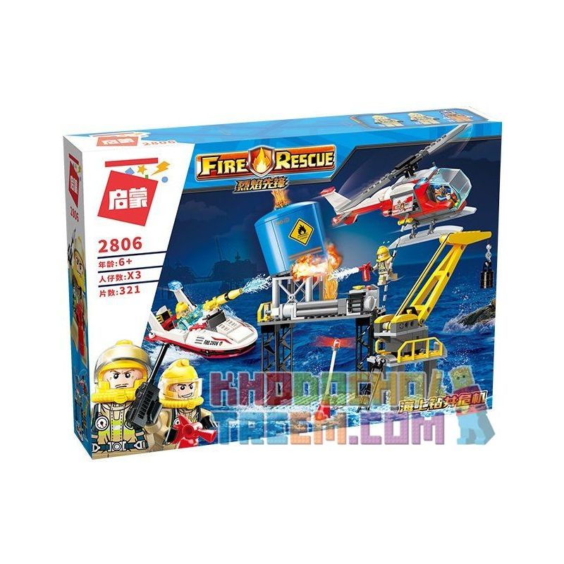 Enlighten 2806 Qman 2806 non  CUỘC CHỮA CHÁY KHOANG CHỨA DẦU TRÊN BIỂN bộ đồ chơi xếp lắp ráp ghép mô hình Fire Rescure FIRERESCUE Cứu Hỏa 321 khối