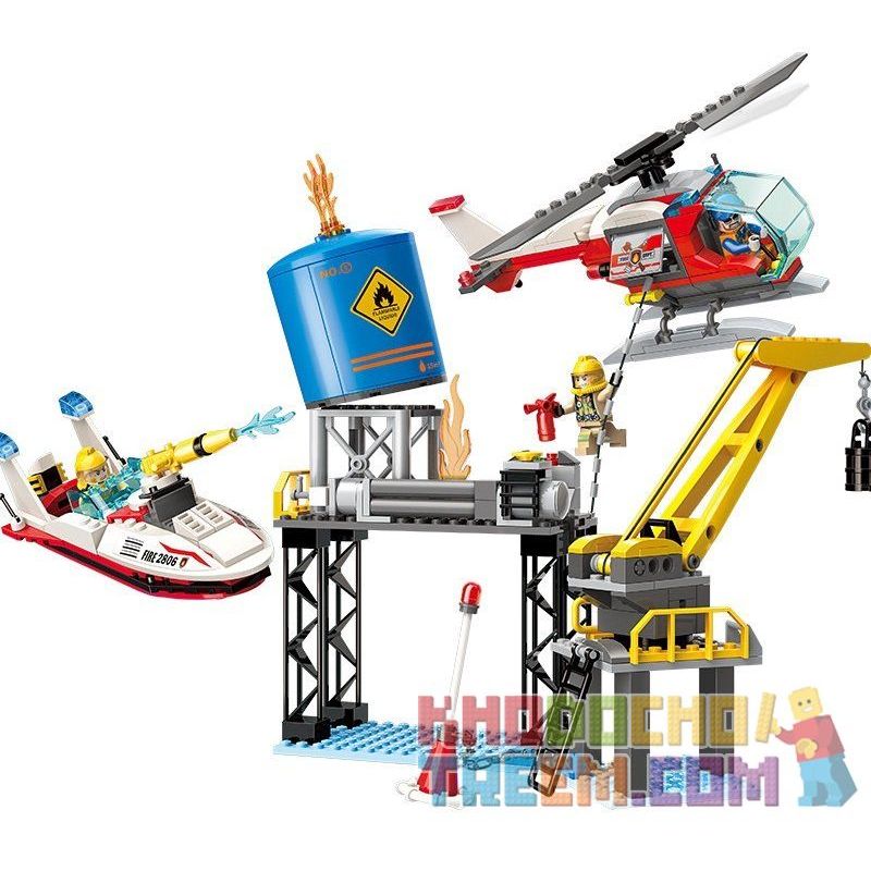 Enlighten 2806 Qman 2806 non  CUỘC CHỮA CHÁY KHOANG CHỨA DẦU TRÊN BIỂN bộ đồ chơi xếp lắp ráp ghép mô hình Fire Rescure FIRERESCUE Cứu Hỏa 321 khối