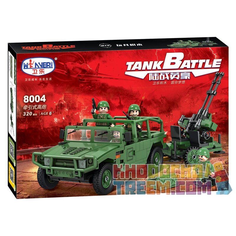 Winner 8004 Xếp hình kiểu Lego TANK BATTLE TankBattle Land War Traction Xe Quân Sự Kéo Súng 320 khối