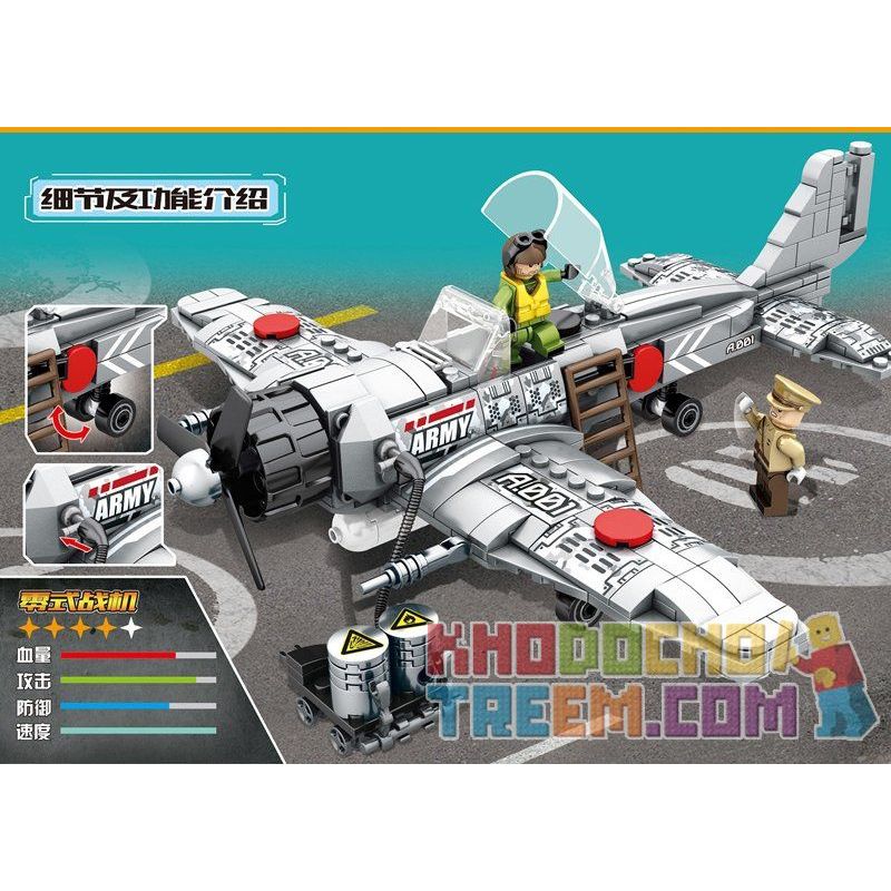 SEMBO 12781 Xếp hình kiểu  MILITARY ARMY Front Of The War 战争前线 偷袭珍珠港 零式战机 432 khối