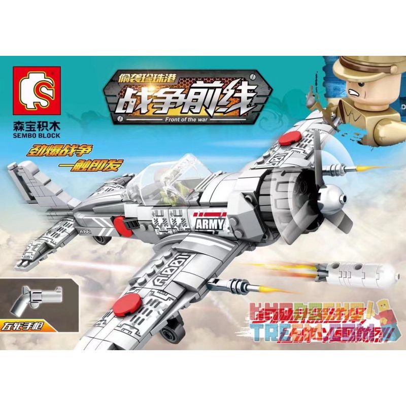 SEMBO 12781 Xếp hình kiểu  MILITARY ARMY Front Of The War 战争前线 偷袭珍珠港 零式战机 432 khối