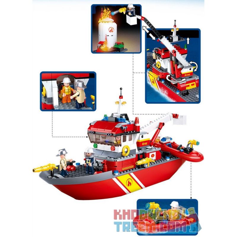 SLUBAN M38-0630 0630 M380630 38-0630 non  THUYỀN CỨU HỎA TIÊN PHONG bộ đồ chơi xếp lắp ráp ghép mô hình Fire Rescure FIRE RESCUE BOAT 429 khối