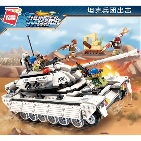 Enlighten 3206 Qman 3206 non  XE TĂNG CỦA QUÂN ĐỘI MỸ bộ đồ chơi xếp lắp ráp ghép mô hình Thunder Mission THUNDERMISSION Nhiệm Vụ Sấm Sét 429 khối