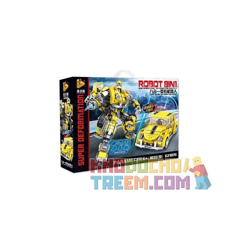 PanlosBrick 621019 Panlos Brick 621019 non  ROBOT BIẾN HÌNH BUMBLEBEE 8 TRONG 1 bộ đồ chơi xếp lắp ráp ghép mô hình Transformers ROBOT 8IN1 Robot Đại Chiến Người Máy Biến Hình 1033 khối