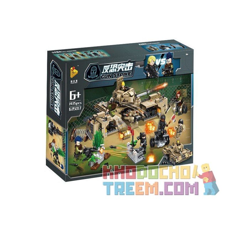 PanlosBrick 635017 Panlos Brick 635017 non  XE TĂNG ĐẠI CHIẾN bộ đồ chơi xếp lắp ráp ghép mô hình Gun Strike GUNSTRIKE Đấu Súng 1435 khối