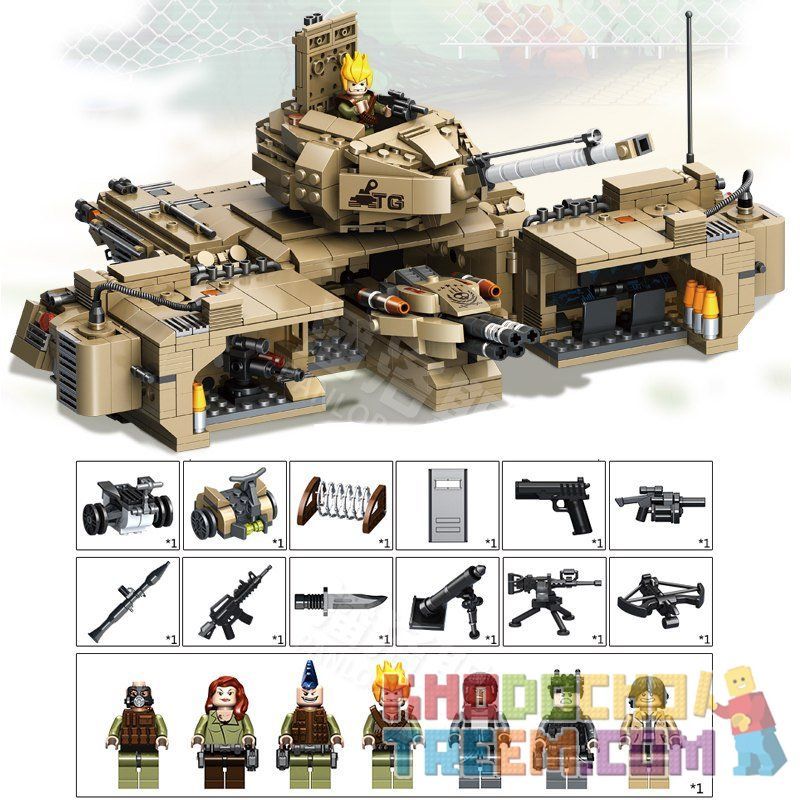 PanlosBrick 635017 Panlos Brick 635017 non  XE TĂNG ĐẠI CHIẾN bộ đồ chơi xếp lắp ráp ghép mô hình Gun Strike GUNSTRIKE Đấu Súng 1435 khối