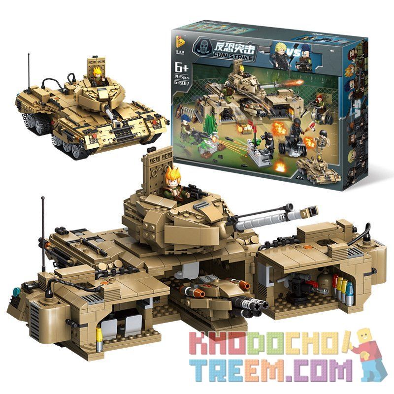 PanlosBrick 635017 Panlos Brick 635017 non  XE TĂNG ĐẠI CHIẾN bộ đồ chơi xếp lắp ráp ghép mô hình Gun Strike GUNSTRIKE Đấu Súng 1435 khối