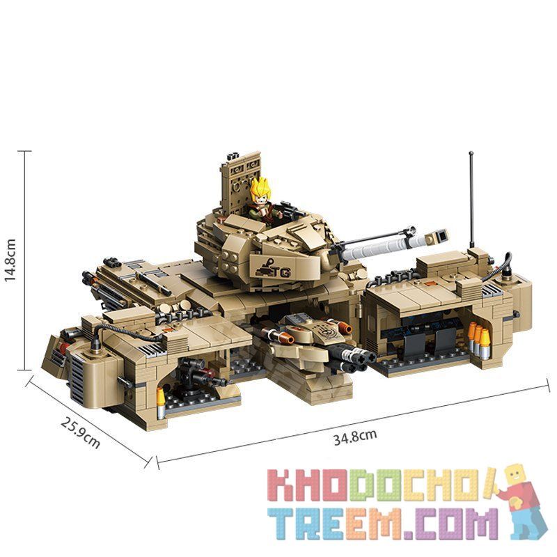 PanlosBrick 635017 Panlos Brick 635017 non  XE TĂNG ĐẠI CHIẾN bộ đồ chơi xếp lắp ráp ghép mô hình Gun Strike GUNSTRIKE Đấu Súng 1435 khối