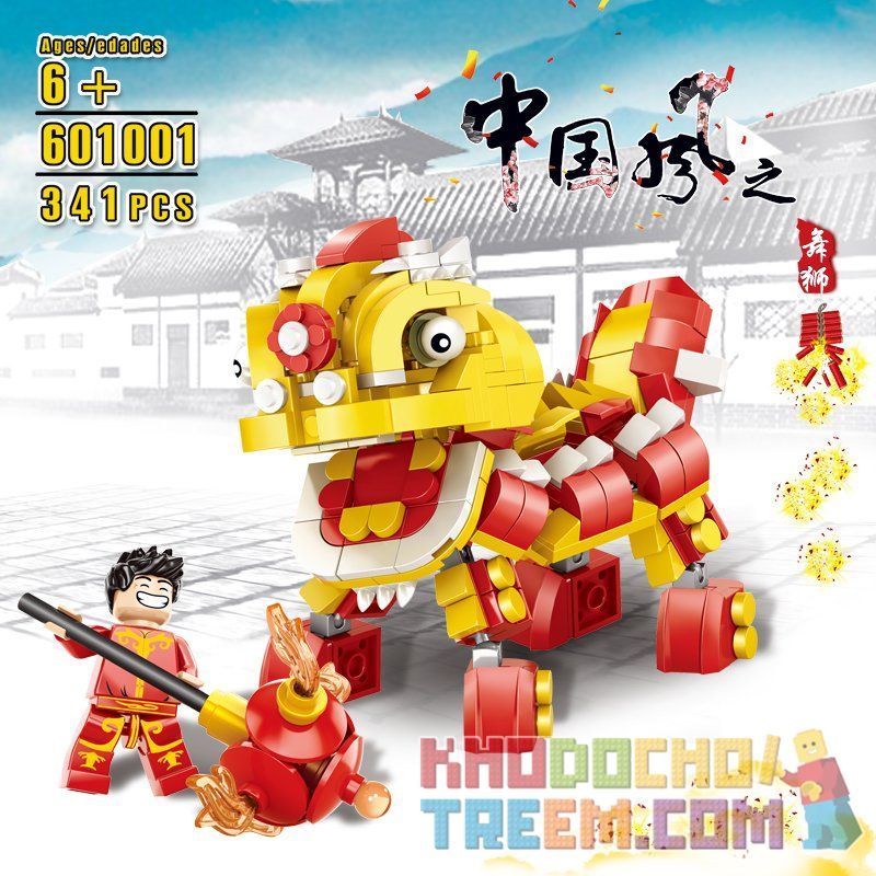 BINGAN 601001 Xếp hình kiểu  SEASONAL Chinese Lion Dance Múa Lân ngày Tết 341 khối