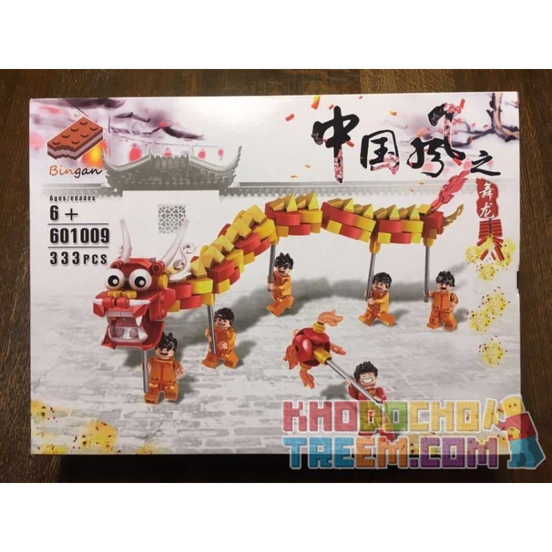 BINGAN 601009 Xếp hình kiểu  SEASONAL Lion Dance Đoàn Múa Lân 333 khối