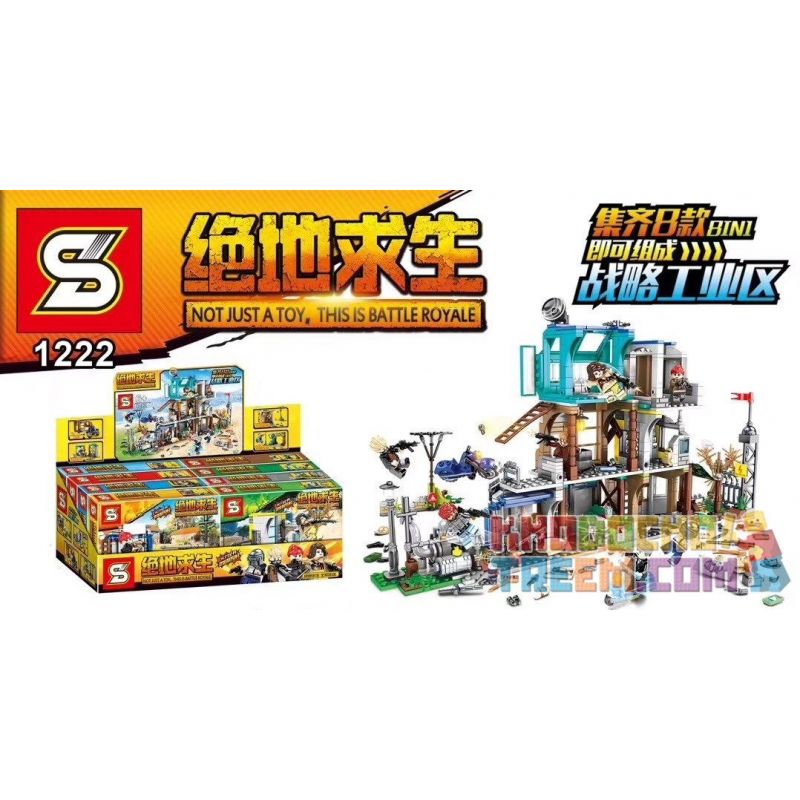 SHENG YUAN SY 1222F 1222G 1222H SY1222 1222 1222A 1222B 1222C 1222D 1222E non Lego CUỘC CHIẾN TRONG KHU CÔNG NGHIỆP bộ đồ chơi xếp lắp ráp ghép mô hình Pubg Battlegrounds Bắn Súng 960 khối