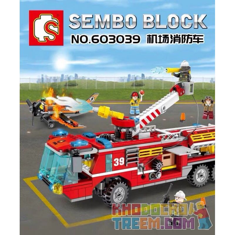SEMBO 603039 non  XE CỨU HỎA SÂN BAY bộ đồ chơi xếp lắp ráp ghép mô hình Fire Rescure FIRE FRONTLINE 580 khối SEMBO 603039 non  XE CỨU HỎA SÂN BAY bộ đồ chơi xếp lắp ráp ghép mô hình Fire Rescure FIRE FRONTLINE 580 khối