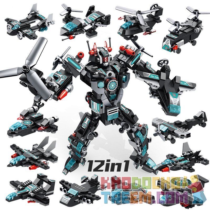 PanlosBrick 633013 Panlos Brick 633013 non Lego ROBOT BIẾN HÌNH 12 PHƯƠNG TIỆN QUÂN SỰ bộ đồ chơi xếp lắp ráp ghép mô hình Transformers SUPER POINEER ROBOT Robot Đại Chiến Người Máy Biến Hình 577 khối