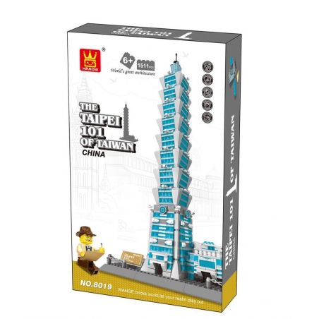 WANGE DR.LUCK 8019 5221 non  TRUNG TÂM TÀI CHÍNH THẾ GIỚI ĐÀI BẮC bộ đồ chơi xếp lắp ráp ghép mô hình Mini Modular THE TAIPEI 101 OF TAIWAN Đường Phố Thu Nhỏ 978 khối