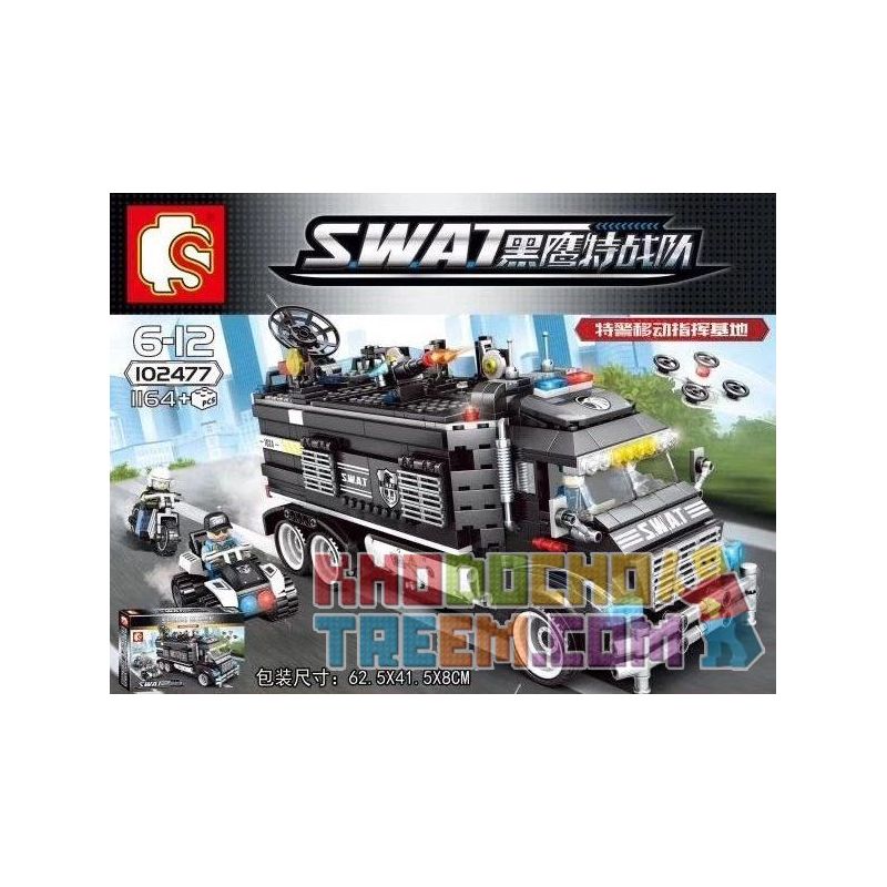 SEMBO 102477 Xếp hình kiểu Lego SWAT SPECIAL FORCE Blackhawks SWAT Mobile Command Base Đội Cảnh Sát Đặc Nhiệm SWAT 1164 khối