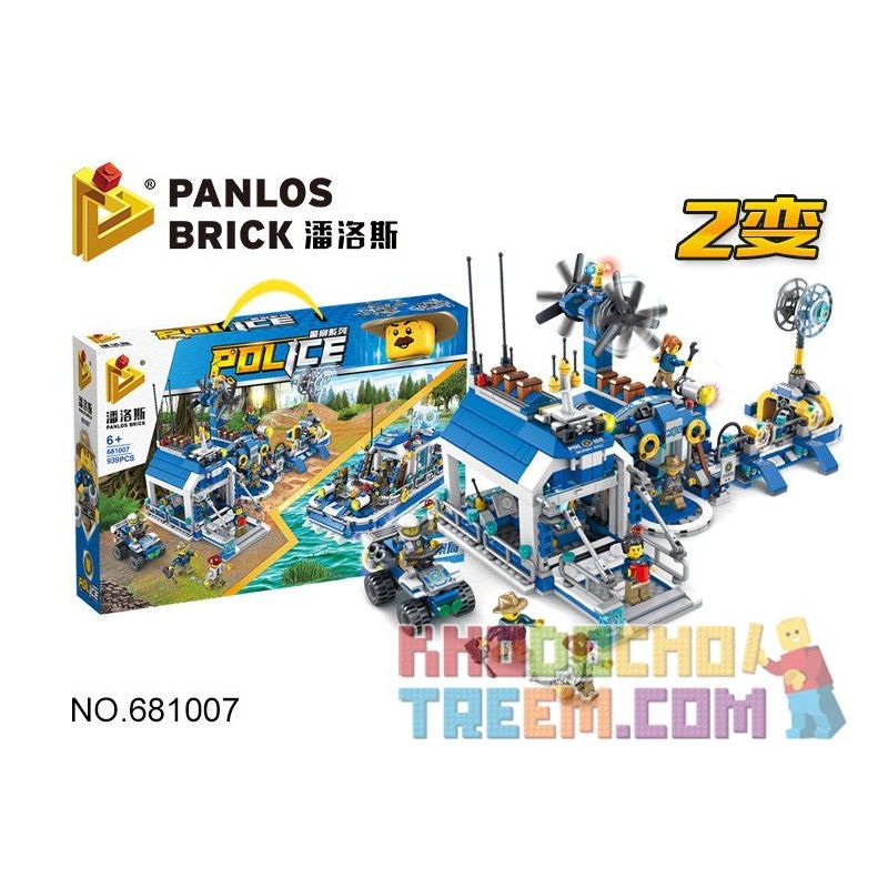 PanlosBrick 681007 Panlos Brick 681007 non Lego ĐỒN CẢNH SÁT RỪNG bộ đồ chơi xếp lắp ráp ghép mô hình Police 939 khối