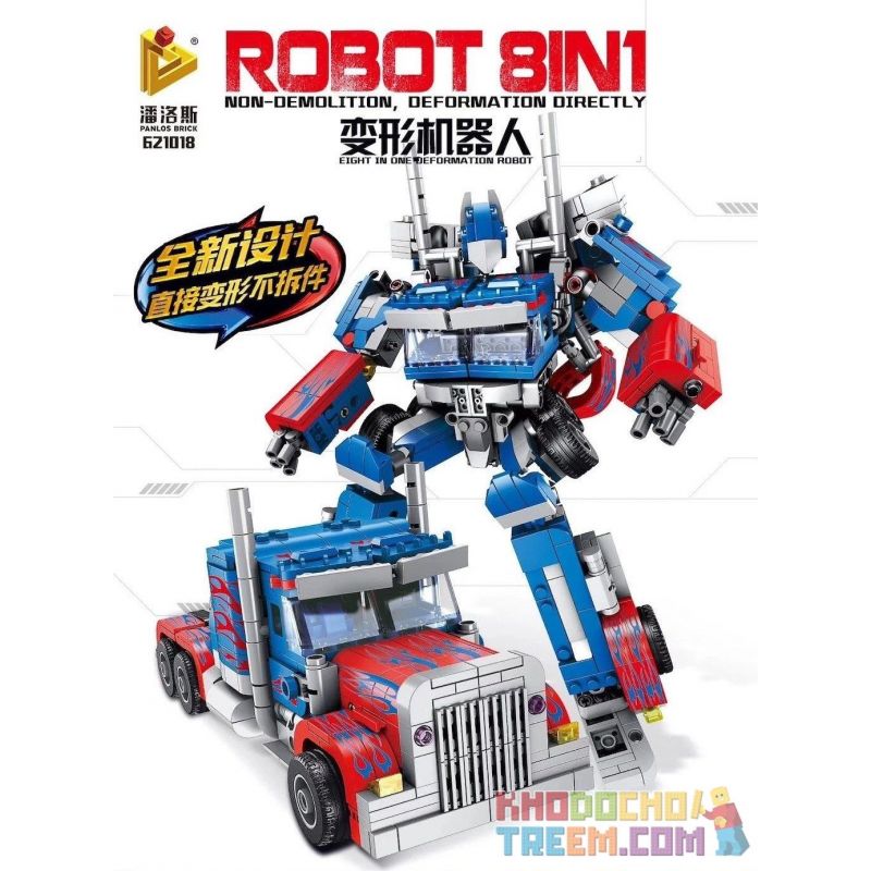 PanlosBrick 621018 Panlos Brick 621018 non  ROBOT BIẾN HÌNH 8 TRONG 1 bộ đồ chơi xếp lắp ráp ghép mô hình Transformers ROBOT 8IN1 Robot Đại Chiến Người Máy Biến Hình 833 khối