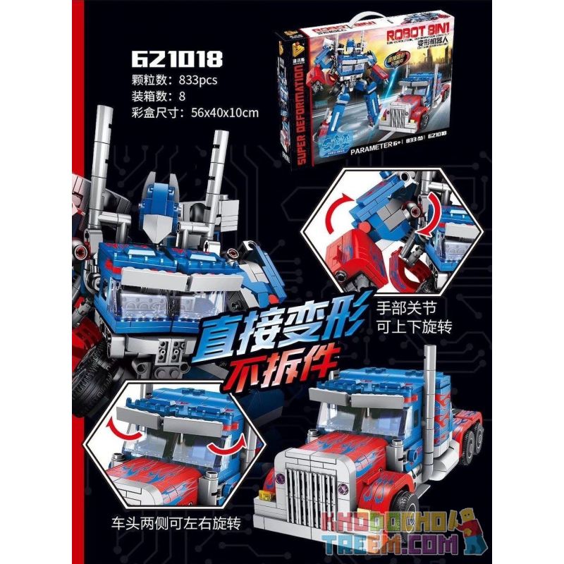 PanlosBrick 621018 Panlos Brick 621018 non  ROBOT BIẾN HÌNH 8 TRONG 1 bộ đồ chơi xếp lắp ráp ghép mô hình Transformers ROBOT 8IN1 Robot Đại Chiến Người Máy Biến Hình 833 khối