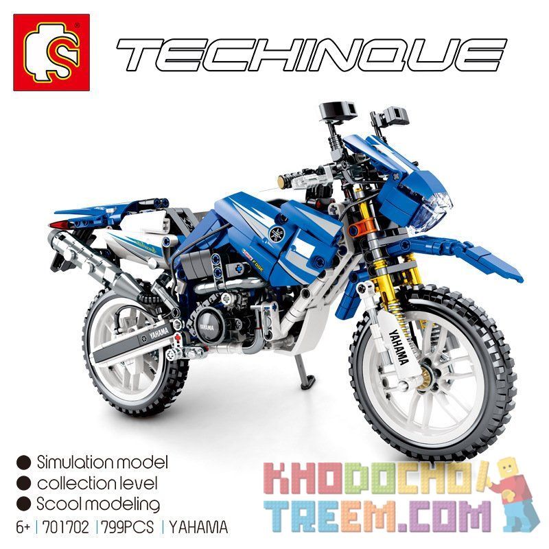 SEMBO 701702 Xếp hình kiểu Lego TECHNIC TECHINQUE Mechanical Password Blue Yamaha Motorcycle Xe Mô Tô Địa Hình Yamaha 799 khối