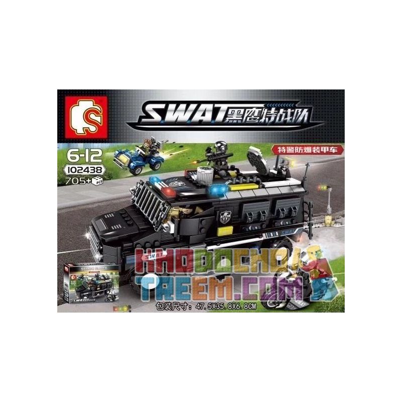 SEMBO 102438 non  ĐỘI CẢNH SÁT ĐẶC NHIỆM SWAT bộ đồ chơi xếp lắp ráp ghép mô hình Swat Special Force 705 khối SEMBO 102438 non  ĐỘI CẢNH SÁT ĐẶC NHIỆM SWAT bộ đồ chơi xếp lắp ráp ghép mô hình Swat Special Force 705 khối