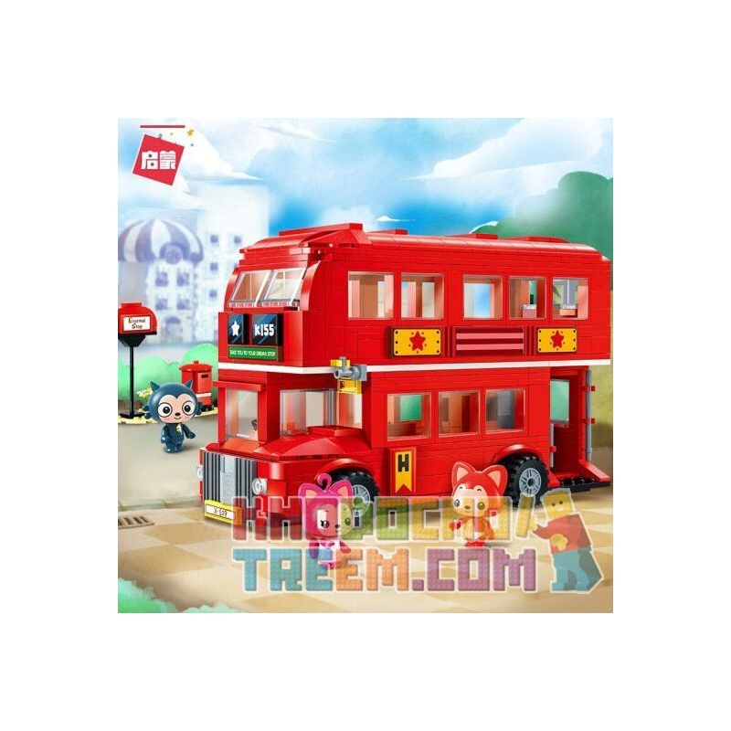 Enlighten 3904 Qman 3904 non  XE BUS 2 TẦNG bộ đồ chơi xếp lắp ráp ghép mô hình Ali's Small Dreamy Town Thị Trấn Nhỏ Mộng Mơ Của Ali 606 khối