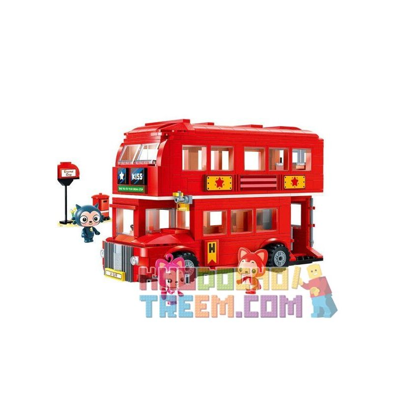 Enlighten 3904 Qman 3904 non  XE BUS 2 TẦNG bộ đồ chơi xếp lắp ráp ghép mô hình Ali's Small Dreamy Town Thị Trấn Nhỏ Mộng Mơ Của Ali 606 khối