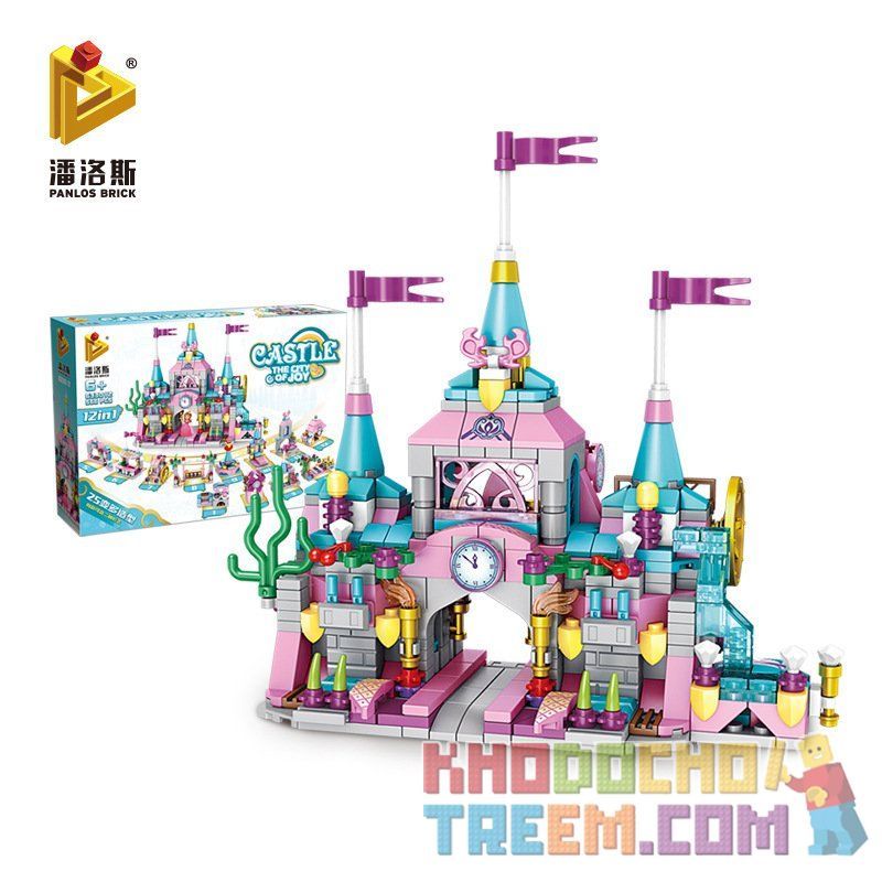 PanlosBrick 633012 Panlos Brick 633012 non  LÂU ĐÀI VUI VẺ bộ đồ chơi xếp lắp ráp ghép mô hình  CASTLE Các Bạn Gái 566 khối
