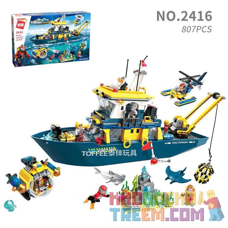 Enlighten 2413 Qman 2413 non  ĐỘI THÁM HIỂM ĐẠI DƯƠNG bộ đồ chơi xếp lắp ráp ghép mô hình Kyanite Squad Đội Khai Khoáng 488 khối