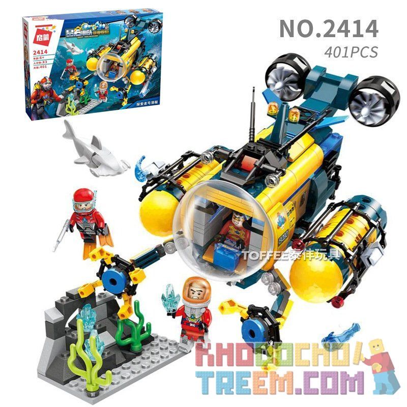 Enlighten 2413 Qman 2413 non  ĐỘI THÁM HIỂM ĐẠI DƯƠNG bộ đồ chơi xếp lắp ráp ghép mô hình Kyanite Squad Đội Khai Khoáng 488 khối