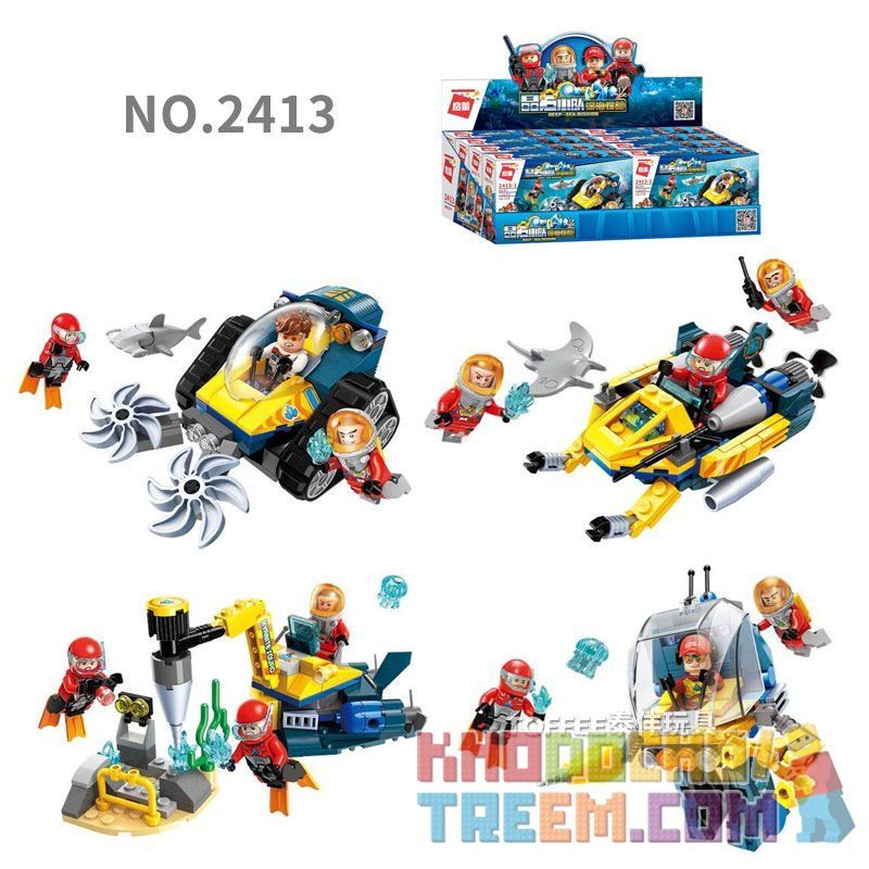 Enlighten 2413 Qman 2413 non  ĐỘI THÁM HIỂM ĐẠI DƯƠNG bộ đồ chơi xếp lắp ráp ghép mô hình Kyanite Squad Đội Khai Khoáng 488 khối