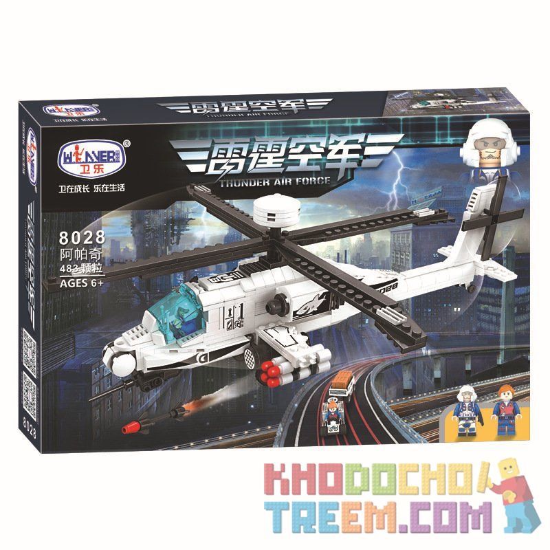Winner 8028 non Lego TRỰC THĂNG CHIẾN ĐẤU bộ đồ chơi xếp lắp ráp ghép mô hình Thunder Air Force Không Quân Sấm Sét 483 khối