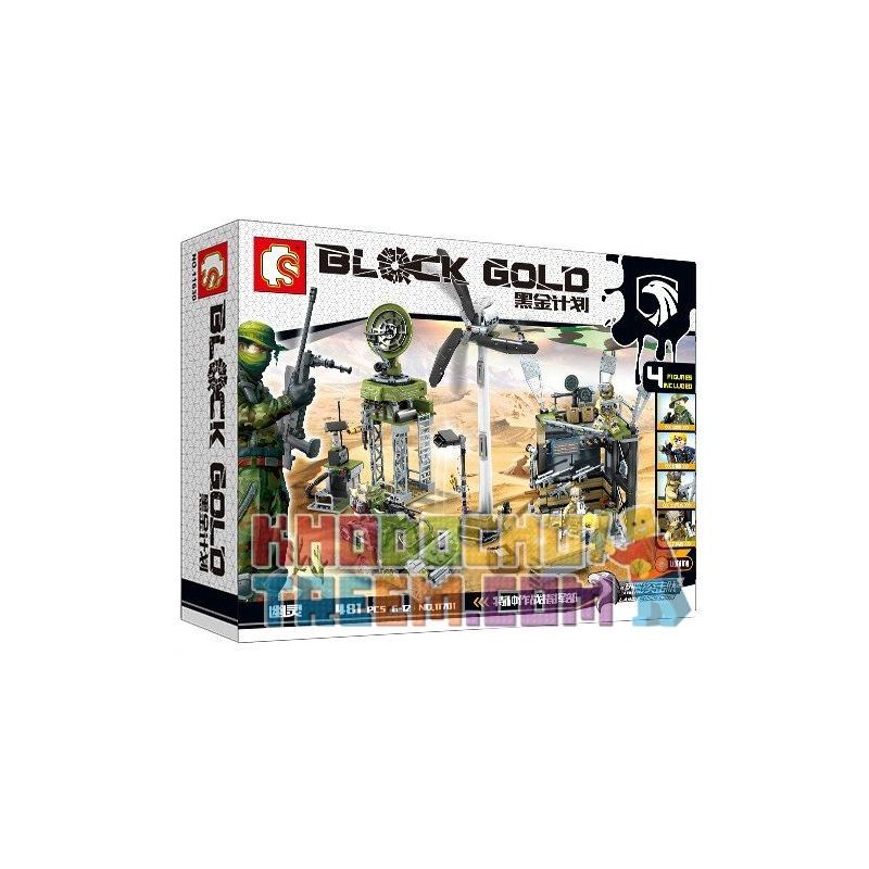 SEMBO 11701 non Lego CĂN CỨ TRÊN SA MẠC bộ đồ chơi xếp lắp ráp ghép mô hình Black Gold Cuộc Chiến Vàng Đen 481 khối