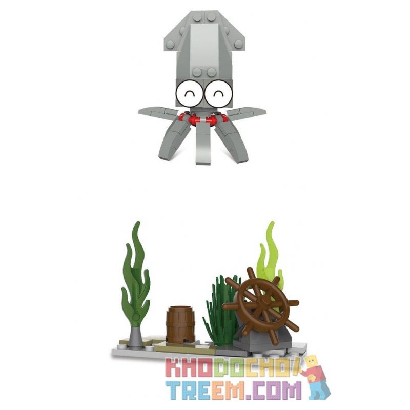 Kazi KY80023 80023 non  CON CUA VUI NHỘN CÁ MẬP NHỎ TÔM CÀNG BẠCH TUỘC VẺ NGỪ bộ đồ chơi xếp lắp ráp ghép mô hình Ocean Series Sinh Vật Đại Dương 100 khối