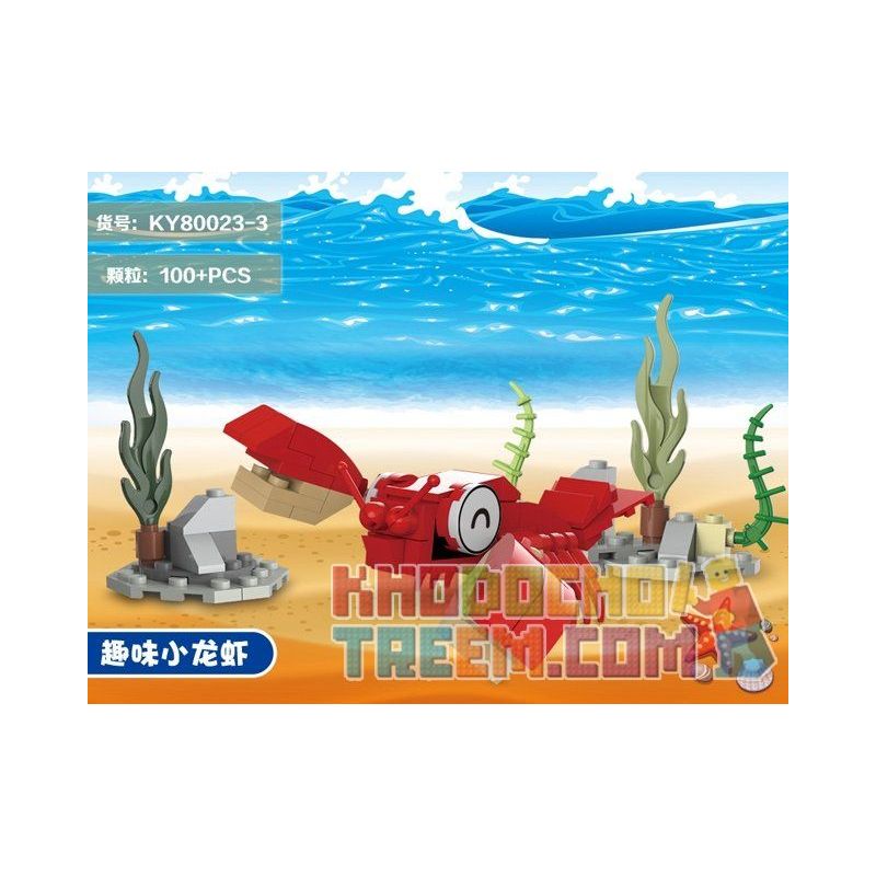 Kazi KY80023 80023 non  CON CUA VUI NHỘN CÁ MẬP NHỎ TÔM CÀNG BẠCH TUỘC VẺ NGỪ bộ đồ chơi xếp lắp ráp ghép mô hình Ocean Series Sinh Vật Đại Dương 100 khối