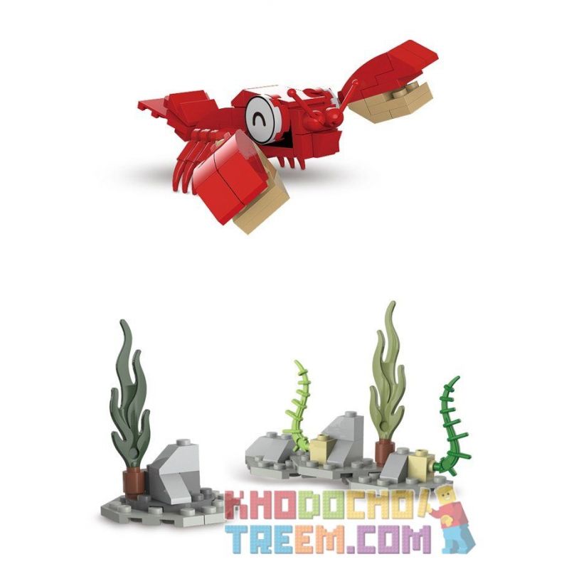 Kazi KY80023 80023 non  CON CUA VUI NHỘN CÁ MẬP NHỎ TÔM CÀNG BẠCH TUỘC VẺ NGỪ bộ đồ chơi xếp lắp ráp ghép mô hình Ocean Series Sinh Vật Đại Dương 100 khối