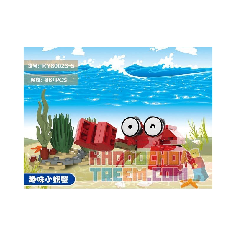 Kazi KY80023 80023 non  CON CUA VUI NHỘN CÁ MẬP NHỎ TÔM CÀNG BẠCH TUỘC VẺ NGỪ bộ đồ chơi xếp lắp ráp ghép mô hình Ocean Series Sinh Vật Đại Dương 100 khối