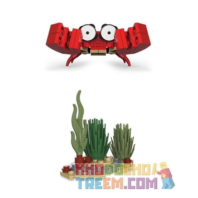 Kazi KY80023 80023 non  CON CUA VUI NHỘN CÁ MẬP NHỎ TÔM CÀNG BẠCH TUỘC VẺ NGỪ bộ đồ chơi xếp lắp ráp ghép mô hình Ocean Series Sinh Vật Đại Dương 100 khối