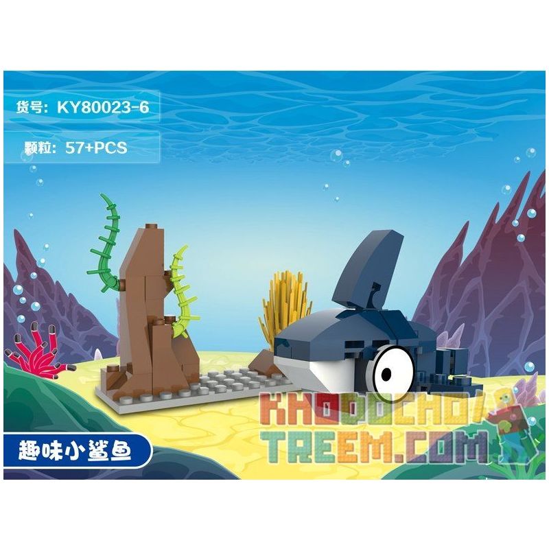 Kazi KY80023 80023 non  CON CUA VUI NHỘN CÁ MẬP NHỎ TÔM CÀNG BẠCH TUỘC VẺ NGỪ bộ đồ chơi xếp lắp ráp ghép mô hình Ocean Series Sinh Vật Đại Dương 100 khối