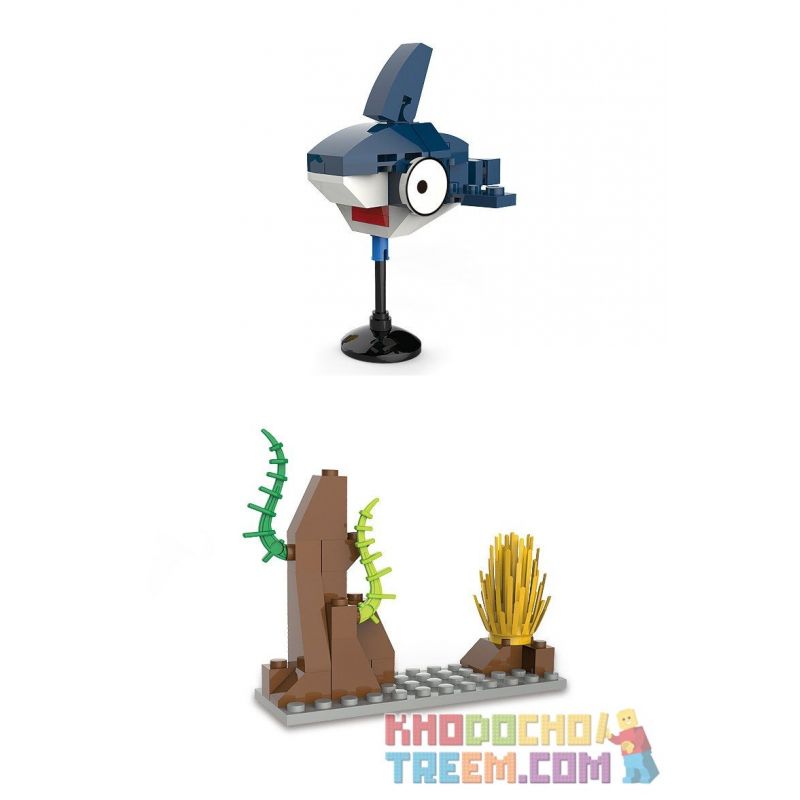 Kazi KY80023 80023 non  CON CUA VUI NHỘN CÁ MẬP NHỎ TÔM CÀNG BẠCH TUỘC VẺ NGỪ bộ đồ chơi xếp lắp ráp ghép mô hình Ocean Series Sinh Vật Đại Dương 100 khối