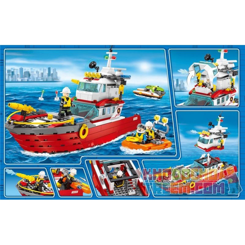 SEMBO 603036 non  TÀU CỨU HỎA TRÊN BIỂN bộ đồ chơi xếp lắp ráp ghép mô hình Fire Rescure FIRE FRONTLINE 474 khối