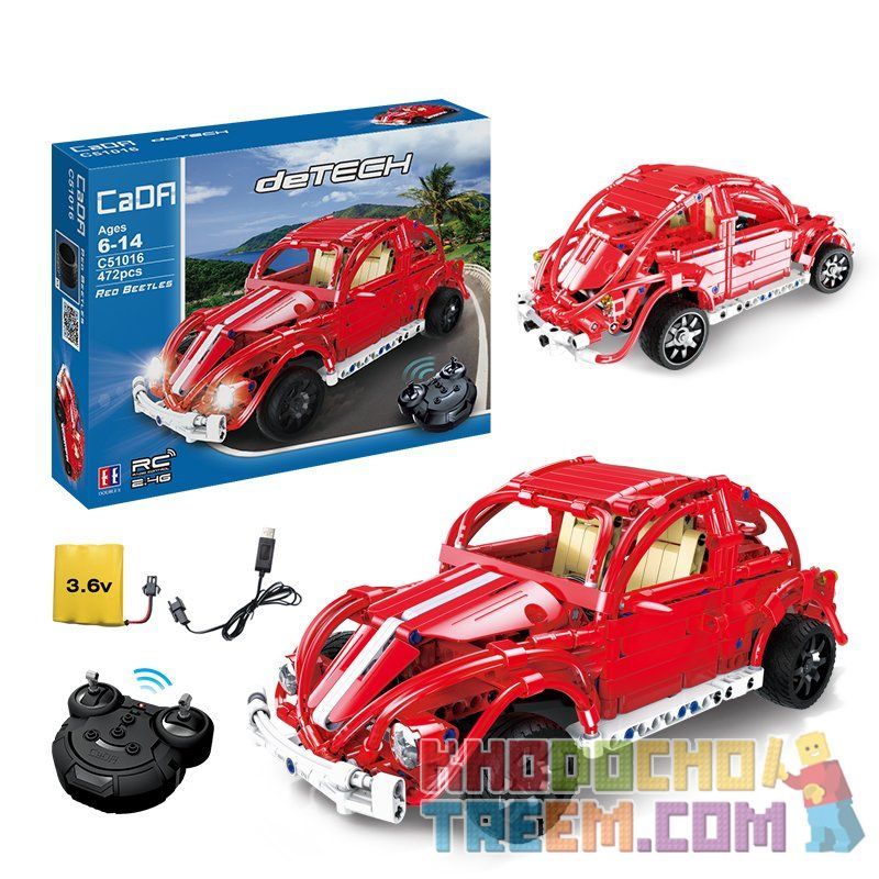 DOUBLEE CADA C51016 51016 non  XE BEETLES ĐỎ bộ đồ chơi xếp lắp ráp ghép mô hình  RED BEETLES Kỹ Thuật Công Nghệ Cao Mô Hình Phương Tiện 472 khối