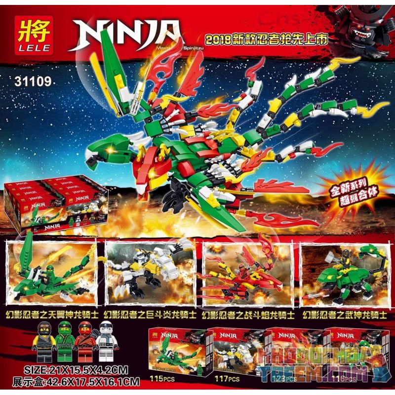 LELE 31109A 31109B 31109C 31109D non Lego PHANTOM NINJA SERIES HIỆP SĨ KẾT HỢP 4 KIỂU bộ đồ chơi xếp lắp ráp ghép mô hình The Lego Ninjago Movie Ninja Lốc Xoáy 471 khối