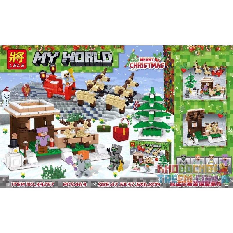 LELE 33257 Xếp hình kiểu Lego MINECRAFT My World Merry Christmas My World Padals Christmas Ellant Village Giáng Sinh 463 khối