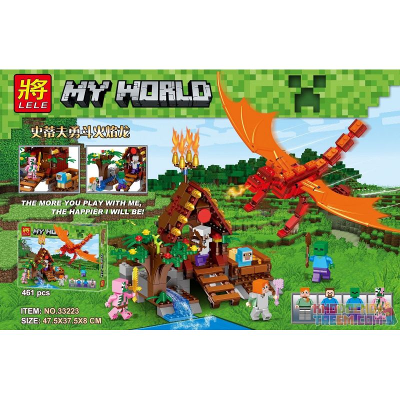 LELE 33223 Xếp hình kiểu Lego MINECRAFT My World Steve War Fighting Dragon Chiến Đấu Với Rồng Lửa 461 khối