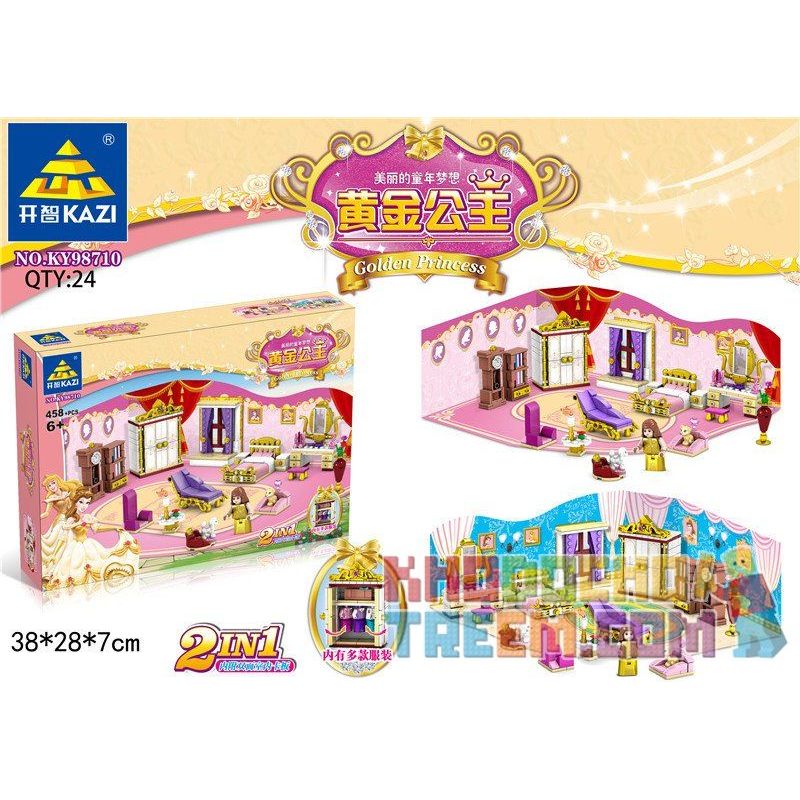 Kazi KY98710 98710 non  CĂN PHÒNG CỦA CÔNG CHÚA bộ đồ chơi xếp lắp ráp ghép mô hình Golden Princess Công Chúa Vàng 458 khối