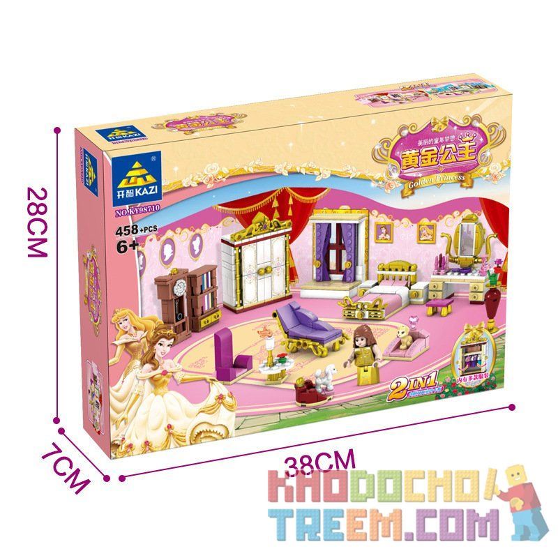 Kazi KY98710 98710 non  CĂN PHÒNG CỦA CÔNG CHÚA bộ đồ chơi xếp lắp ráp ghép mô hình Golden Princess Công Chúa Vàng 458 khối