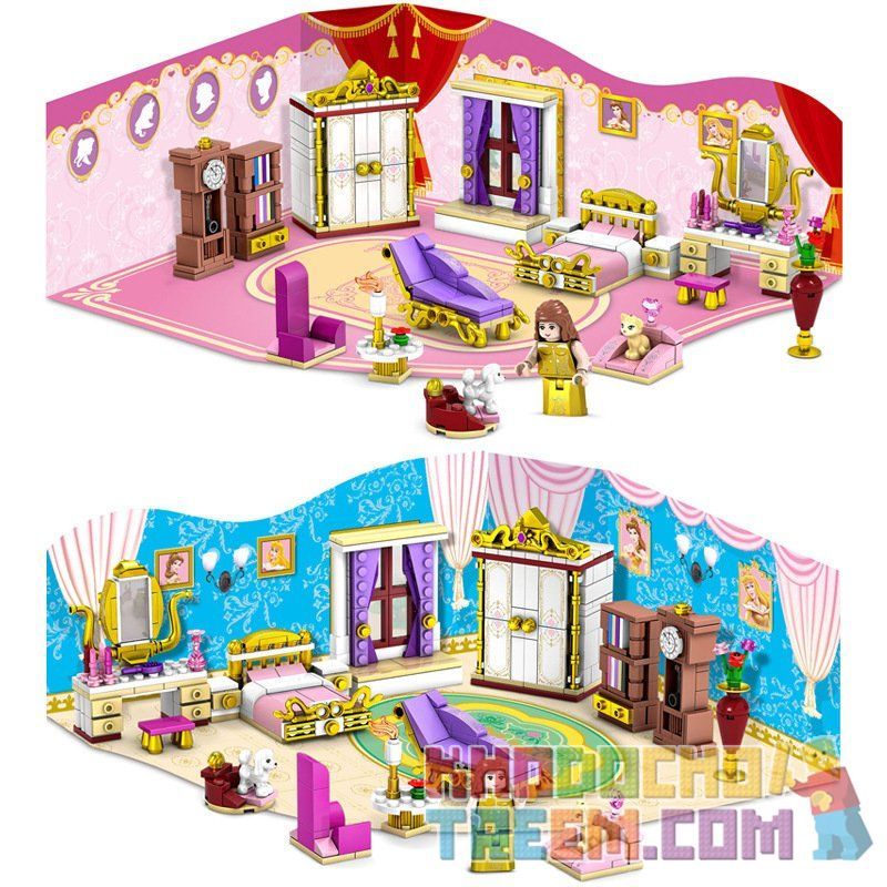 Kazi KY98710 98710 non  CĂN PHÒNG CỦA CÔNG CHÚA bộ đồ chơi xếp lắp ráp ghép mô hình Golden Princess Công Chúa Vàng 458 khối