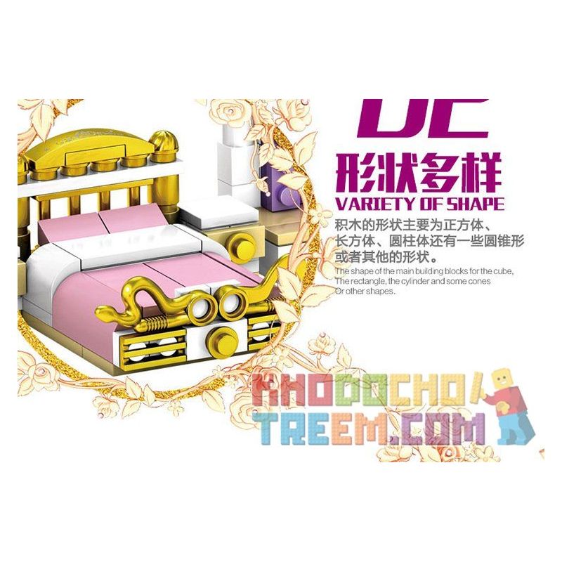 Kazi KY98710 98710 non  CĂN PHÒNG CỦA CÔNG CHÚA bộ đồ chơi xếp lắp ráp ghép mô hình Golden Princess Công Chúa Vàng 458 khối